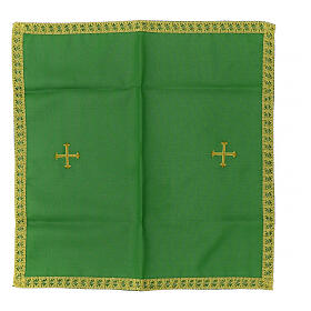 Kelchvelum mit Kreuzstickerei, Polyester – 50 × 50 cm, in vier liturgischen Farben