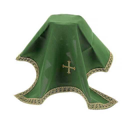 Kelchvelum mit Kreuzstickerei, Polyester – 50 × 50 cm, in vier liturgischen Farben 3