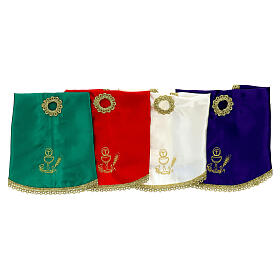 Ziboriumvelum mit Ähren- und Kreuzstickerei, Polyester – Ø 48 cm, in vier liturgischen Farben