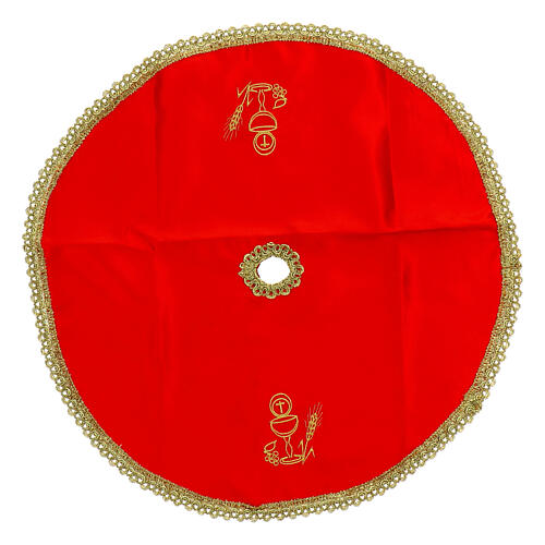 Ziboriumvelum mit Ähren- und Kreuzstickerei, Polyester – Ø 48 cm, in vier liturgischen Farben 6