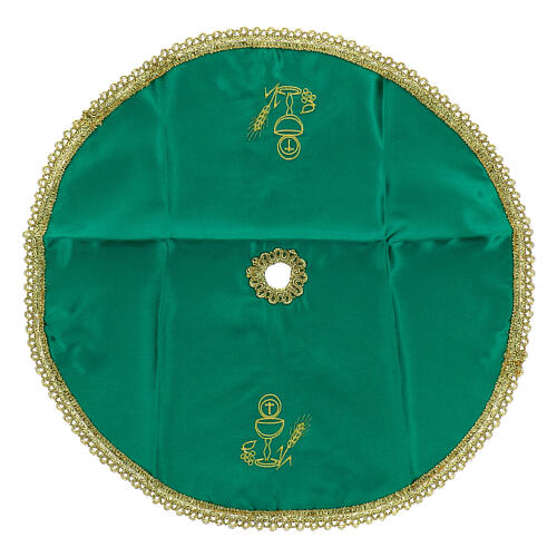 Ciborium veil embroidered with chalice, host, wheat and grapes 3