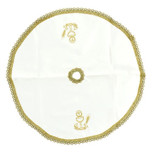 Ciborium veil embroidered with chalice, host, wheat and grapes 9