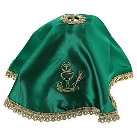 Embroidered chalice ciborium cover with embroidered cross