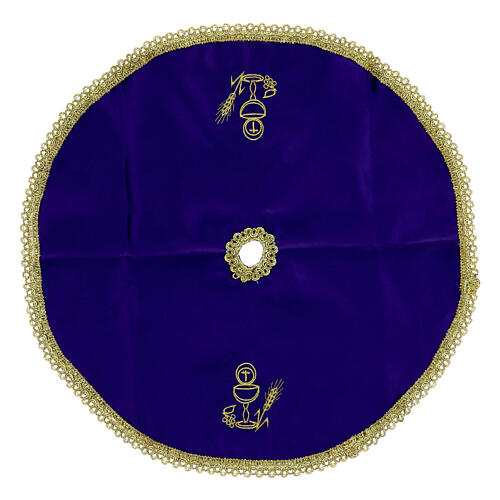 Embroidered chalice ciborium cover with embroidered cross 11