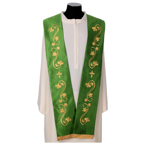 Priest stole with golden embroidery, vines and ears of wheat 1