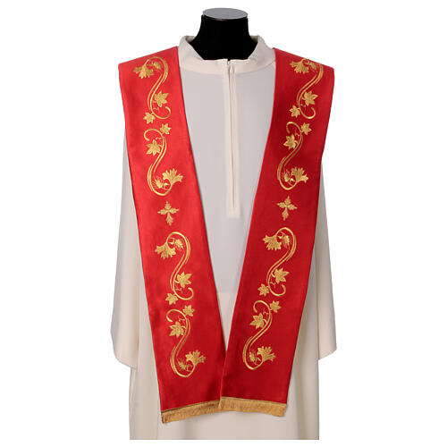 Priest stole with golden embroidery, vines and ears of wheat 12