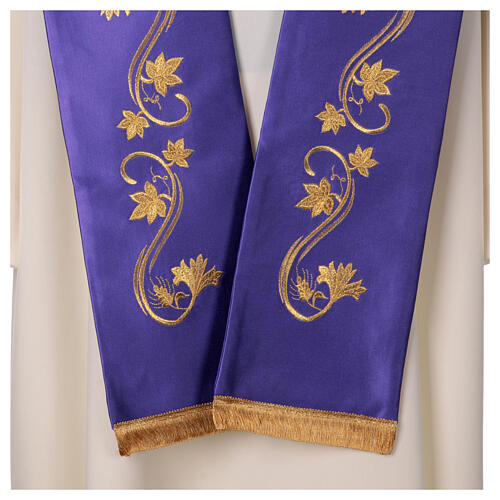 Stuła kapłańska - winnica z kłosami złoty haft 21