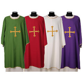 Polyester dalmatic with embroidered golden cross