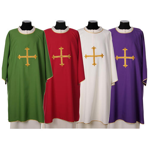 Polyester dalmatic with embroidered golden cross 1