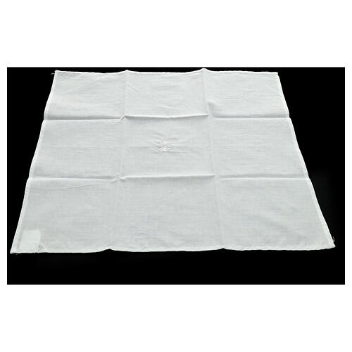 Korporale mit Kreuzstickerei, weiß, 100 % Baumwolle – 42 × 42 cm 2