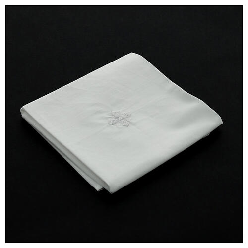 Korporale mit Kreuzstickerei, weiß, 100 % Baumwolle – 42 × 42 cm 3