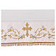 White altar cloth with golden cross, golden and silver flowers s3