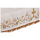 White altar cloth with golden cross, golden and silver flowers s12