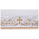 Ivory altar cloth with golden cross, golden and silver flowers s3