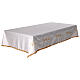 Altar cloth with golden and silver embroidered, cross and ears of wheat, ivory polycotton s9