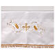 Toalha de altar cor de marfim cruz prateada dourada espigas mistura de algodão s4
