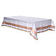 White altar tablecloth with red gold embroidered crosses linen 250x150 cm s5