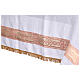White altar tablecloth with red gold embroidered crosses linen 250x150 cm s8