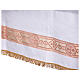 White altar tablecloth with red gold embroidered crosses linen 250x150 cm s12