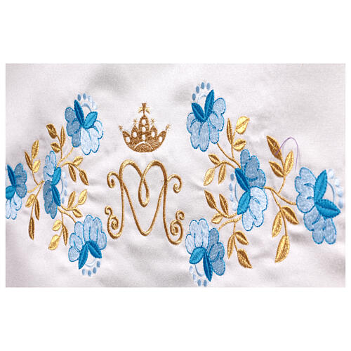 Marian altar tablecloth blue flowers cotton blend 250x150 cm 4