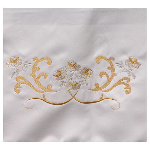 Altar tablecloth gold crown Mariana flowers cotton blend 250x150 cm 8