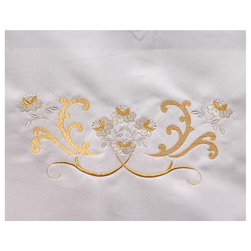 Altar tablecloth gold crown Mariana flowers cotton blend 250x150 cm 10