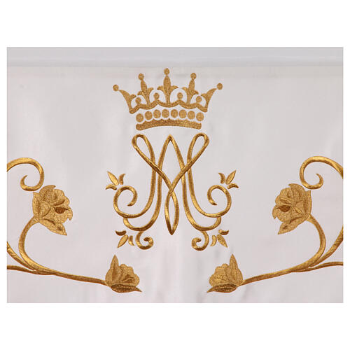 Marian altar cloth with embroidered golden roses, 100x60 in 3