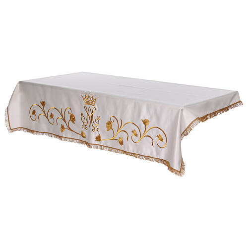 Marian altar cloth with embroidered golden roses, 100x60 in 5