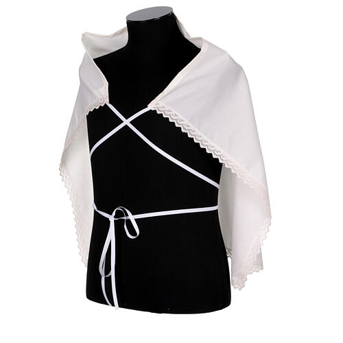 Amikt aus reiner Wolle mit gesticktem JHS-Kreuz – Elfenbeinfarben 5