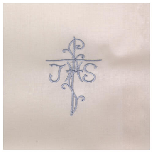 Ivory amice with embroidered JHS and cross, 100% cotton 2