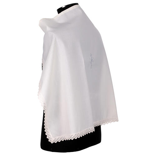 Amice cross JHS embroidered 100% ivory wool 3