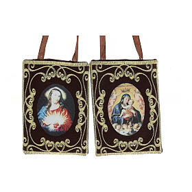 Embroidered scapular with Our Lady of Mount Carmel, 4x6 in