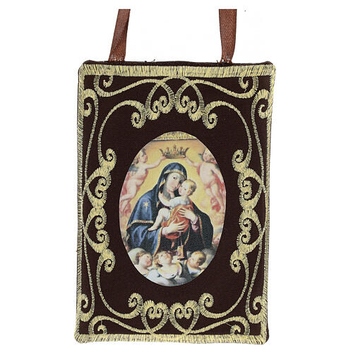 Embroidered scapular with Our Lady of Mount Carmel, 4x6 in 3
