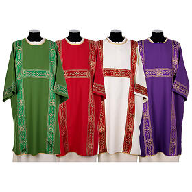 Dalmatic with embroidered galloon, golden crosse, 100% polyester