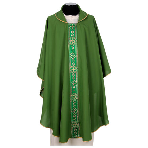 Kasel mit goldbesticktem Mittelstab – vier liturgische Farben, Polyester 2