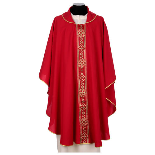 Kasel mit goldbesticktem Mittelstab – vier liturgische Farben, Polyester 4