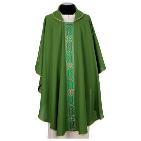 Chasuble with galloon of golden crosses, 4 liturgical colours, polyester