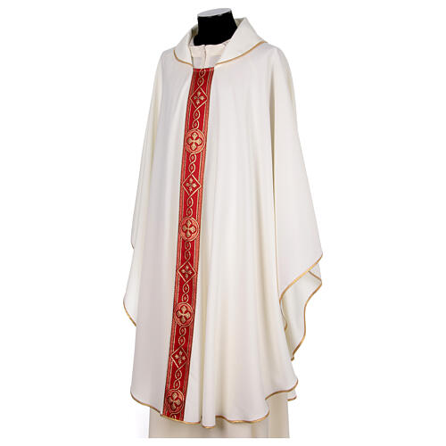 Chasuble with galloon of golden crosses, 4 liturgical colours, polyester 6