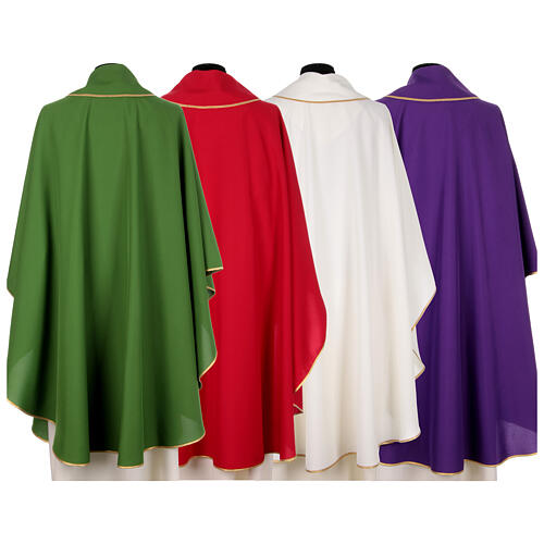 Chasuble with galloon of golden crosses, 4 liturgical colours, polyester 10