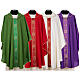 Chasuble with galloon of golden crosses, 4 liturgical colours, polyester s1