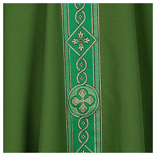 Chasuble bande brodée croix dorées 4 couleurs liturgiques polyester 3