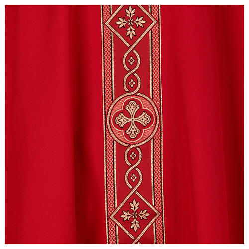 Chasuble bande brodée croix dorées 4 couleurs liturgiques polyester 5