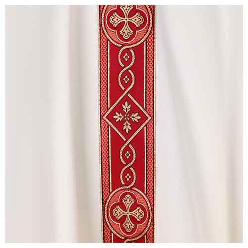 Chasuble bande brodée croix dorées 4 couleurs liturgiques polyester 7