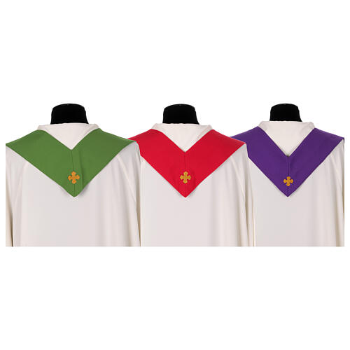 Casula galão cruzes douradas 4 cores litúrgicas poliéster 12