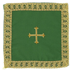 Palla mit Kreuzstickerei, Polyester mit herausnehmbarer Einlage – 18 × 18 cm, in vier liturgischen Farben