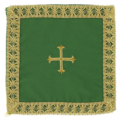 Palla mit Kreuzstickerei, Polyester mit herausnehmbarer Einlage – 18 × 18 cm, in vier liturgischen Farben 1