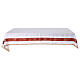 White altar cloth with red galloon, golden crosses, 100% linen s1