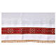 White altar cloth with red galloon, golden crosses, 100% linen s3