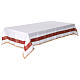 White altar cloth with red galloon, golden crosses, 100% linen s10