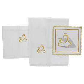 Mass service linens with gold embroidery
